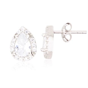 925 Ayar Gümüş Beyaz Damla Takı Seti