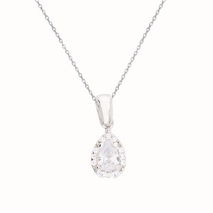 925 Ayar Gümüş Beyaz Damla Takı Seti