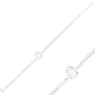 925 Ayar Gümüş Beyaz Damla Takı Seti