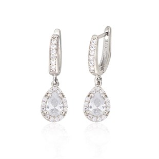 925 Ayar Gümüş Beyaz Damla Taş Takı Seti