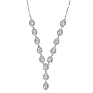 925 Ayar Gümüş Beyaz Damla Taşlı Pırlanta Montür Kolye