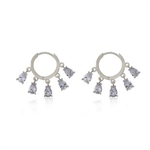 925 Ayar Gümüş Beyaz Damla Taşlı Shakira Küpe