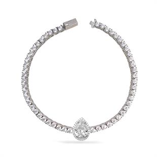 925 Ayar Gümüş Beyaz Damla Taşlı Su Yolu Bileklik