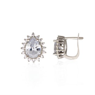 925 Ayar Gümüş Beyaz Damla Taşlı Takı Seti