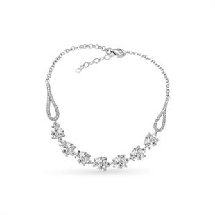 925 Ayar Gümüş Beyaz Kalp Taşlı Su Yolu Bileklik