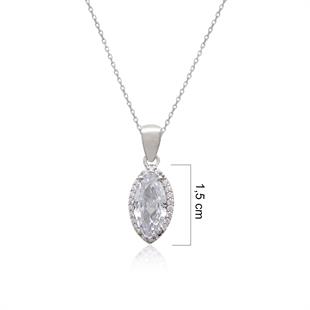 925 Ayar Gümüş Beyaz Markiz Kolye