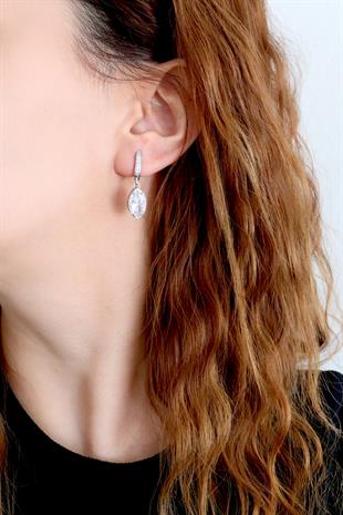 925 Ayar Gümüş Beyaz Markiz Küpe