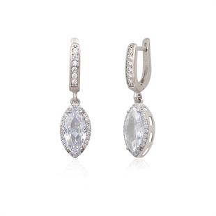 925 Ayar Gümüş Beyaz Markiz Küpe