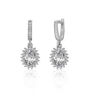 925 Ayar Gümüş Beyaz Oval Anturaj Küpe