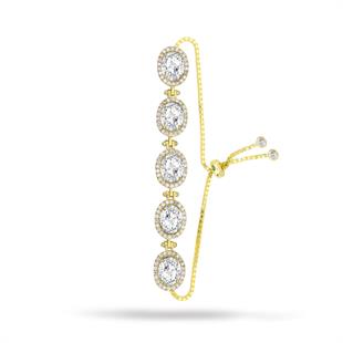 925 Ayar Gümüş Beyaz Oval Taşlı  Bileklik