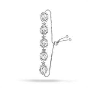 925 Ayar Gümüş Beyaz Oval Taşlı  Bileklik