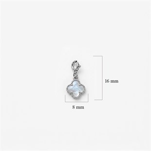 925 Ayar Gümüş Beyaz Sedef Taşlı Yonca Charm - Kolye Ucu