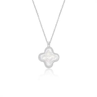 925 Ayar Gümüş Beyaz Sedefli Yonca Takı Seti