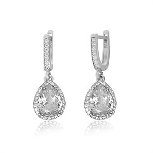 925 Ayar Gümüş Beyaz Su Damlası Küpe