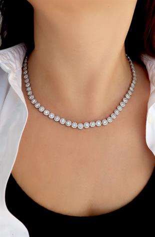 925 Ayar Gümüş Beyaz Su Yolu Kolye