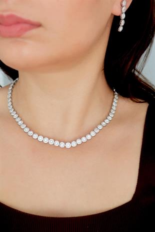 925 Ayar Gümüş Beyaz Su Yolu Takı Seti