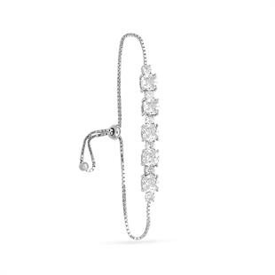 925 Ayar Gümüş Beyaz Taşlı Asansörlü Bileklik