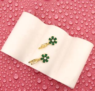 925 Ayar Gümüş Zümrüt Taşlı Çiçek Küpe