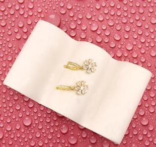 925 Ayar Gümüş Beyaz Taşlı Çiçek Küpe