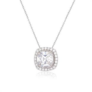 925 Ayar Gümüş Beyaz Taşlı Kolye