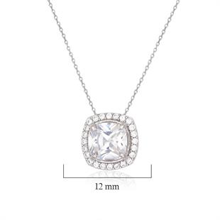 925 Ayar Gümüş Beyaz Taşlı Kolye