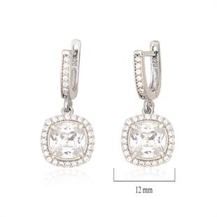 925 Ayar Gümüş Beyaz Taşlı Küpe