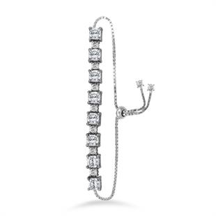 925 Ayar Gümüş Beyaz Taşlı Su Yolu Asansörlü Bileklik