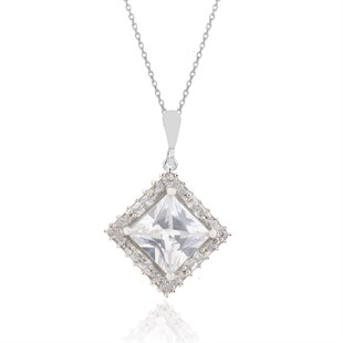 925 Ayar Gümüş Beyaz Taşlı Zarif Kolye