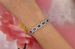 925 Ayar Gümüş Blue Topaz Baget Taşlı Bileklik