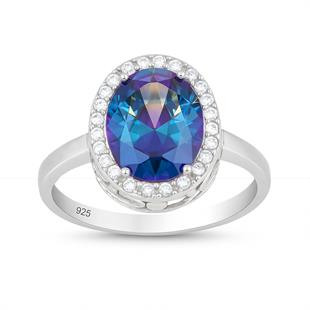 925 Ayar Gümüş Blue Topaz Yüzük