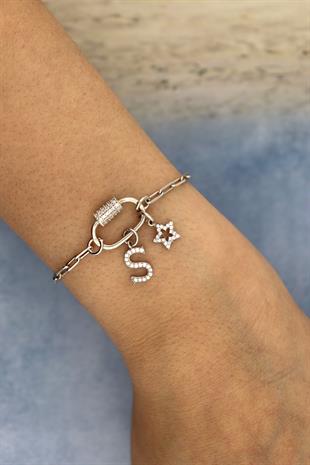 925 Ayar Gümüş Charm Kilitli Bileklik ( KİŞİSELLEŞTİRİLEBİLİR)