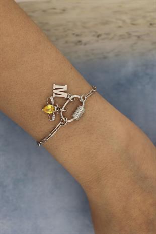 925 Ayar Gümüş Charm Kilitli Bileklik ( KİŞİSELLEŞTİRİLEBİLİR)