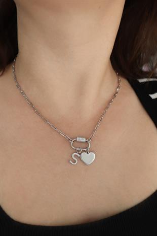 925 Ayar Gümüş Charm Kilitli Kolye ( KİŞİSELLEŞTİRİLEBİLİR)