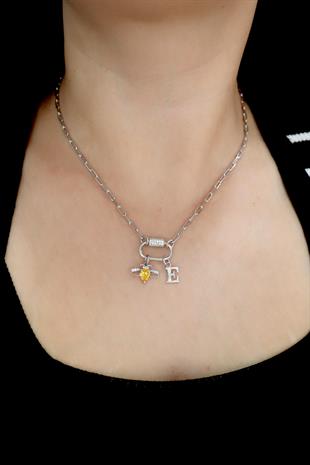 925 Ayar Gümüş Charm Kilitli Kolye ( KİŞİSELLEŞTİRİLEBİLİR)