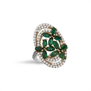 925 Ayar Gümüş Çiçek Detaylı Otantik Yüzük