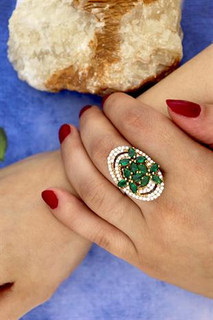 925 Ayar Gümüş Çiçek Detaylı Otantik Yüzük