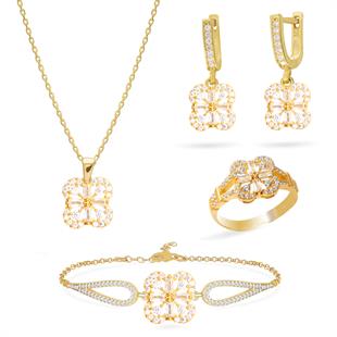 925 Ayar Gümüş Çiçek Model Takı Seti