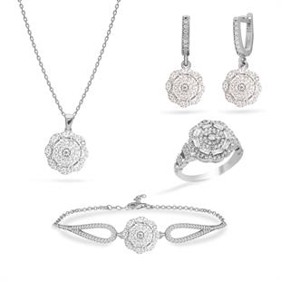 925 Ayar Gümüş Çiçek Takı Seti