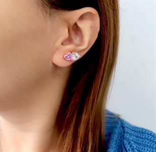 925 Ayar Gümüş Çift Kalpli Küpe