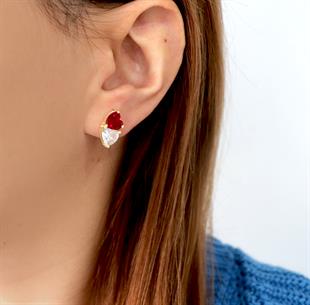 925 Ayar Gümüş Çift Kalpli Küpe