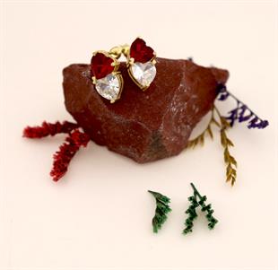 925 Ayar Gümüş Çift Kalpli Küpe