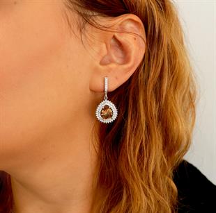 925 Ayar Gümüş Çift Sıra Taşlı Zultanit Damla Küpe