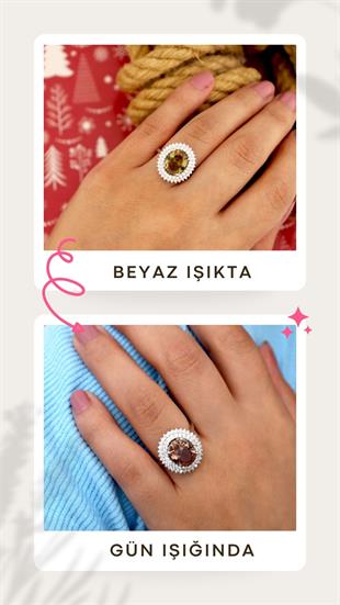 925 Ayar Gümüş Çift Sıra Taşlı Zultanit Oval Yüzük