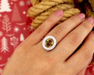 925 Ayar Gümüş Çift Sıra Taşlı Zultanit Oval Yüzük