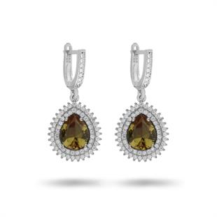 925 Ayar Gümüş Çift Sıra Taşlı Zultanit Damla Küpe