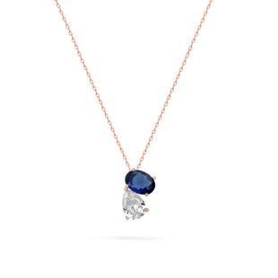 925 Ayar Gümüş Çift Taşlı Kolye