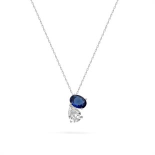 925 Ayar Gümüş Çift Taşlı Kolye