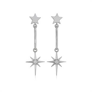 925 Ayar Gümüş Çift Yıldızlı Küpe