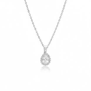 925 Ayar Gümüş Damla Anturaj  Kolye