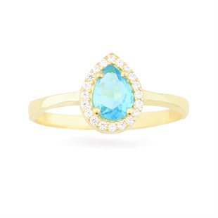 925 Ayar Gümüş Damla Desen Aqua  Zarif Gold Set